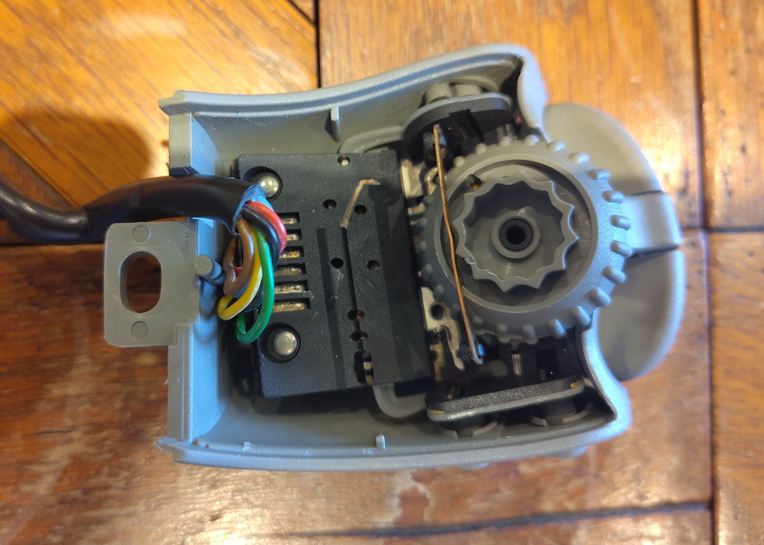 The insides of the steering wheel controls