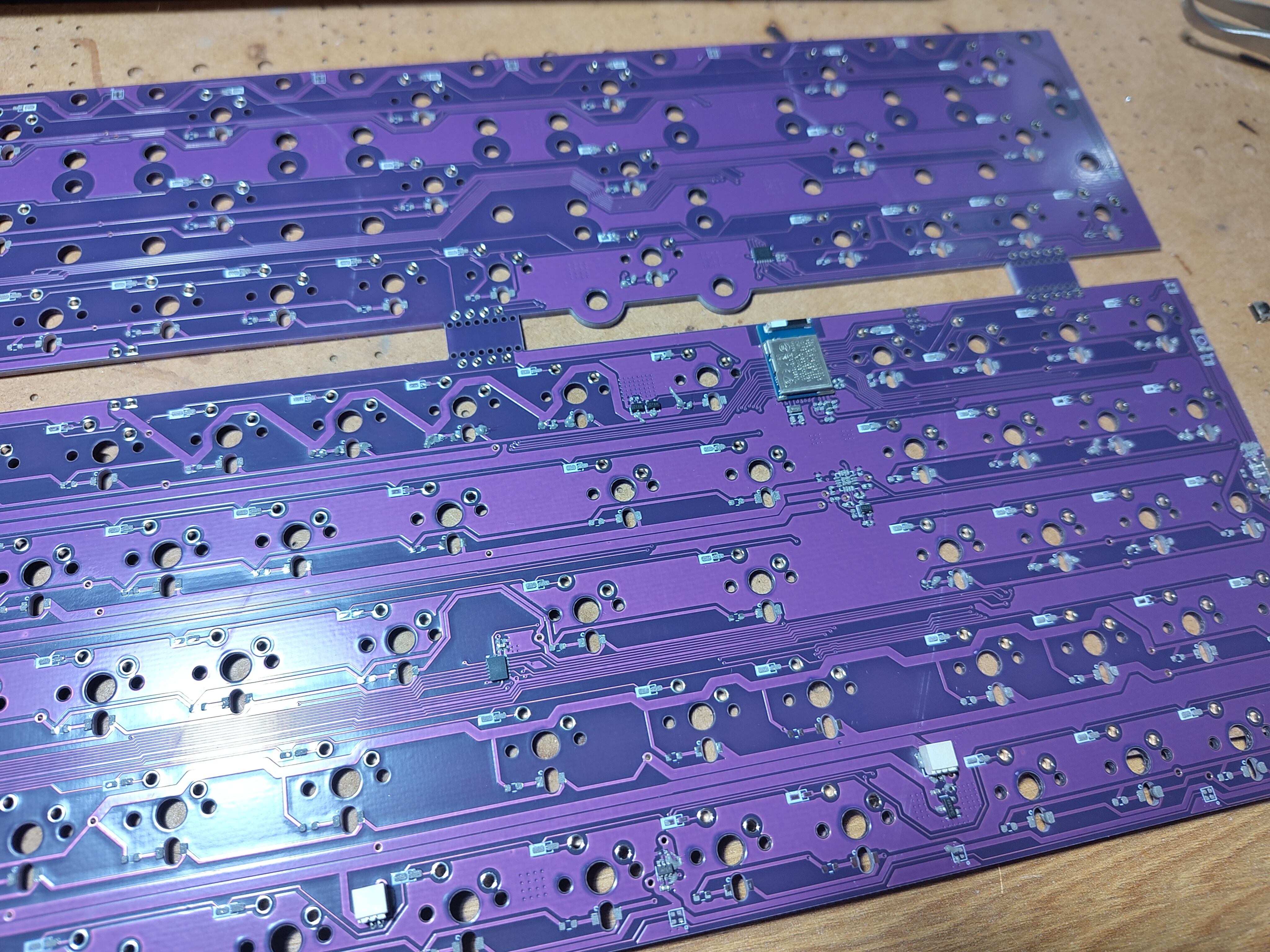 The board all pasted up, halfway through placing all the components