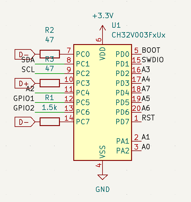 Screenshot of the schematic, showing all the pins being utilised