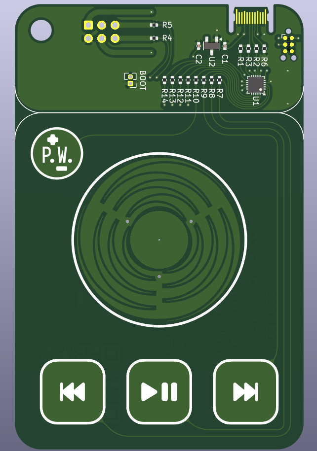 The top side silkscreen of the professional business card